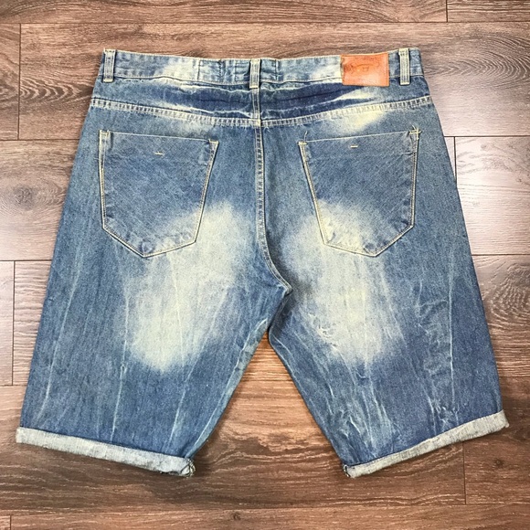 Evolution In Design Denim Artisan Men’s Distressed Blue Jean Shorts Size 40 - Picture 3 of 5